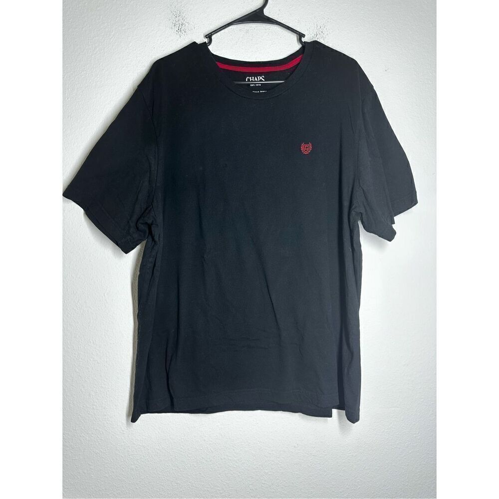 Chaps Men’s Black T-shirt Embroidered Logo Size XXL